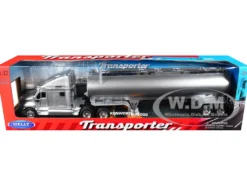 Kenworth T2000 Truck Silver Metallic with Silver Tanker Trailer "Transporter" Series 1/32 Diecast Model by Welly