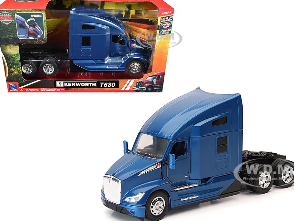 Kenworth T680 Truck Tractor Blue Metallic "Long Haul Truckers" Series 1/32 Diecast Model by New Ray