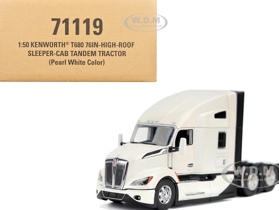 Kenworth T680 Truck Tractor Pearl White "Transport Series" 1/50 Diecast Model by Diecast Masters