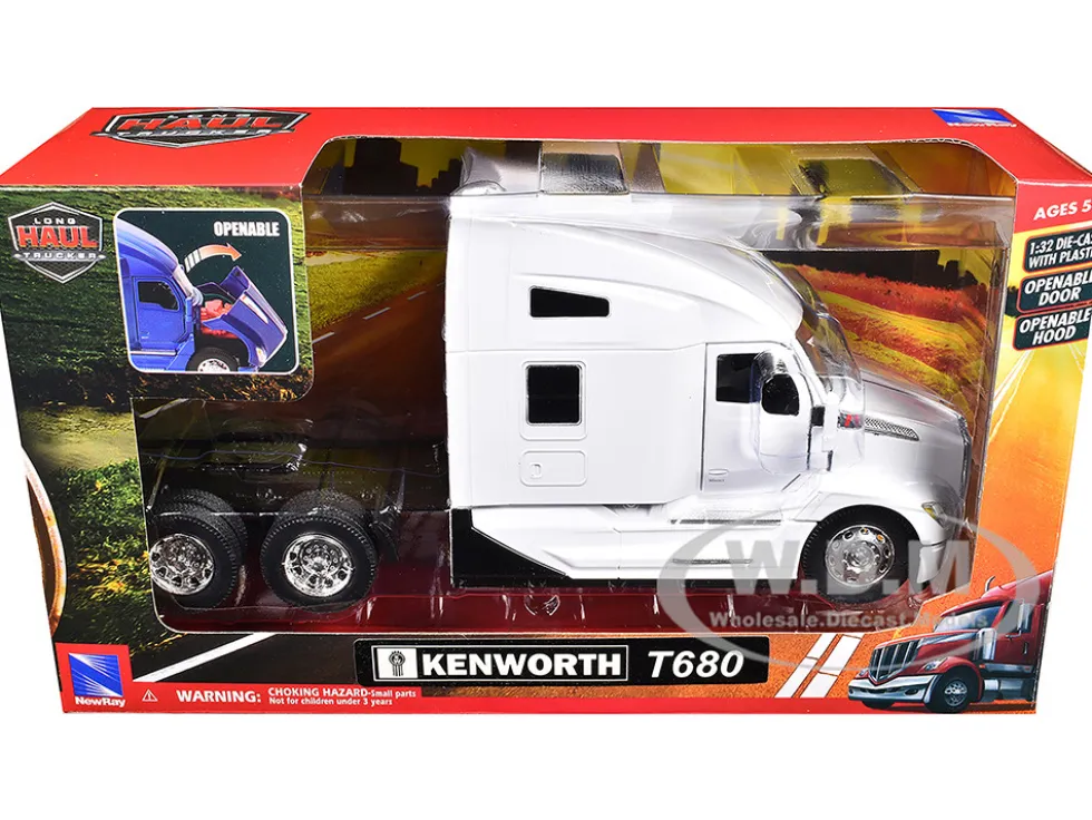 Kenworth T680 Truck Tractor White "Long Haul Truckers" Series 1/32 Diecast Model by New Ray