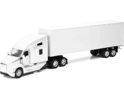 Kenworth T680 Truck White with Dry Van Trailer White "Long Haul Trucker" Series 1/32 Diecast Model by New Ray