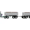Kenworth W900A Day Cab with 22' Dual End Dump Trailers Turquoise with White Stripes 1/64 Diecast Model by DCP/First Gear