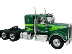 1976 Kenworth W900A Tractor with Dry Goods Trailer Green Metallic with Light Green Graphics "Vintage Heavy Haul Truck Collection" 1/43 Diecast Model by Iconic Replicas