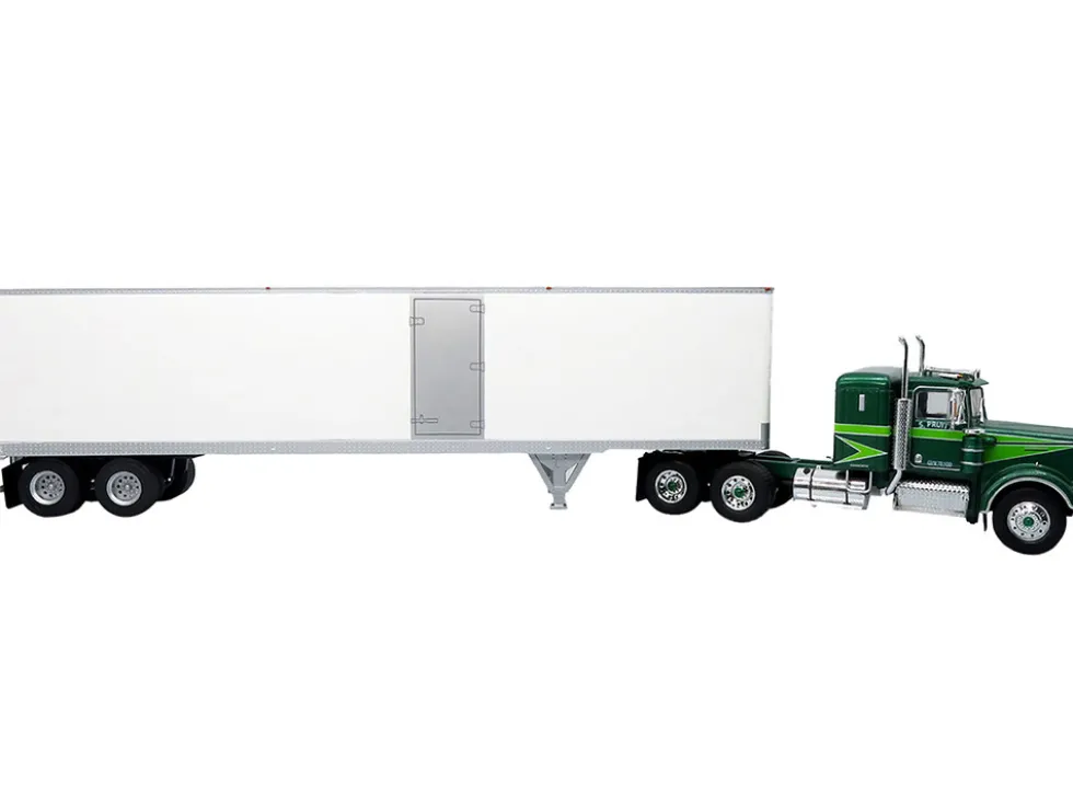 1976 Kenworth W900A Tractor with Dry Goods Trailer Green Metallic with Light Green Graphics "Vintage Heavy Haul Truck Collection" 1/43 Diecast Model by Iconic Replicas