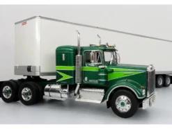 1976 Kenworth W900A Tractor with Dry Goods Trailer Green Metallic with Light Green Graphics