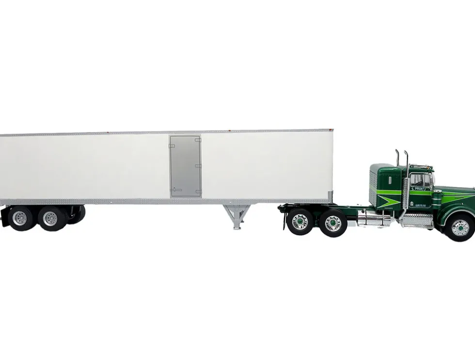 1976 Kenworth W900A Tractor with Dry Goods Trailer Green Metallic with Light Green Graphics "Vintage Heavy Haul Truck Collection" 1/43 Diecast Model by Iconic Replicas