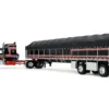 Kenworth W900A with 60" Aerodyne Sleeper and 53’ Wilson Roadbrute Flatbed Trailer with Covered Wagon Black with Red Stripes 1/64 Diecast Model by DCP/First Gear