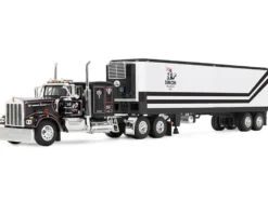 Kenworth W900A with 60" Flat Top Sleeper and 40' Vintage Trailer with Reefer "Dick Simon Trucking" Black with Graphics 1/64 Diecast Model by DCP/First Gear