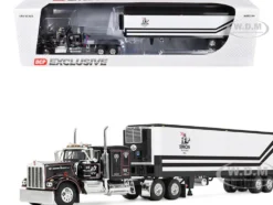 Kenworth W900A with 60" Flat Top Sleeper and 40' Vintage Trailer with Reefer "Dick Simon Trucking" Black with Graphics 1/64 Diecast Model by DCP/First Gear