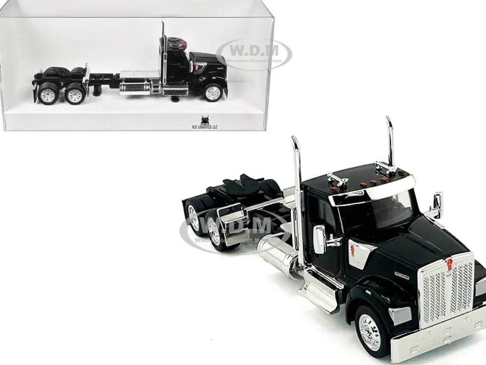 Kenworth W990 2-Axel Day Cab Black 1/87 (HO) Plastic Model Car by HO Logistics