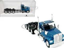 Kenworth W990 3-Axel Day Cab Blue Metallic 1/87 (HO) Plastic Model Car by HO Logistics