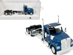 Kenworth W990 2-Axel Day Cab Blue Metallic 1/87 (HO) Plastic Model Car by HO Logistics