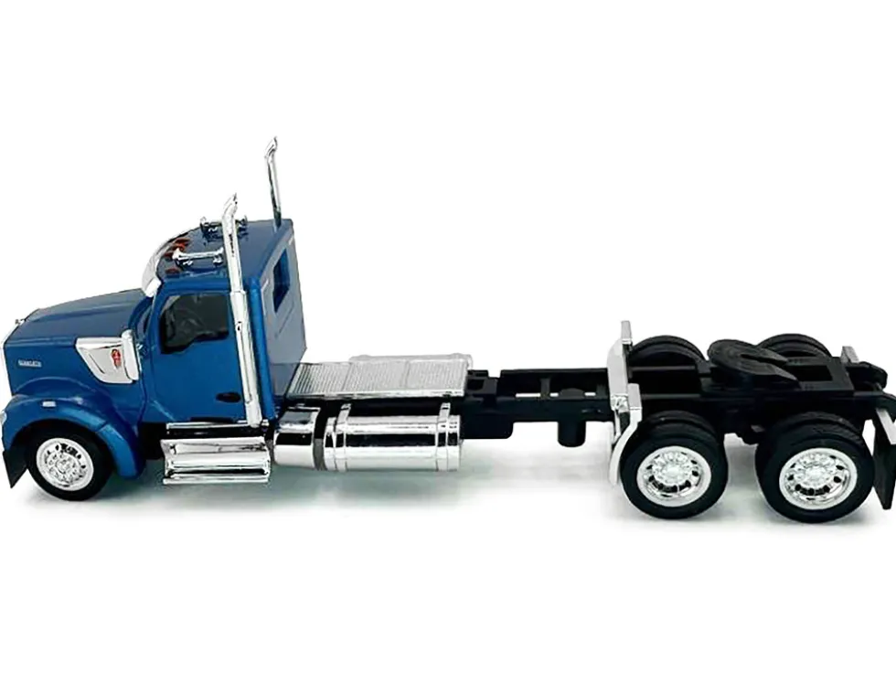 Kenworth W990 2-Axel Day Cab Blue Metallic 1/87 (HO) Plastic Model Car by HO Logistics