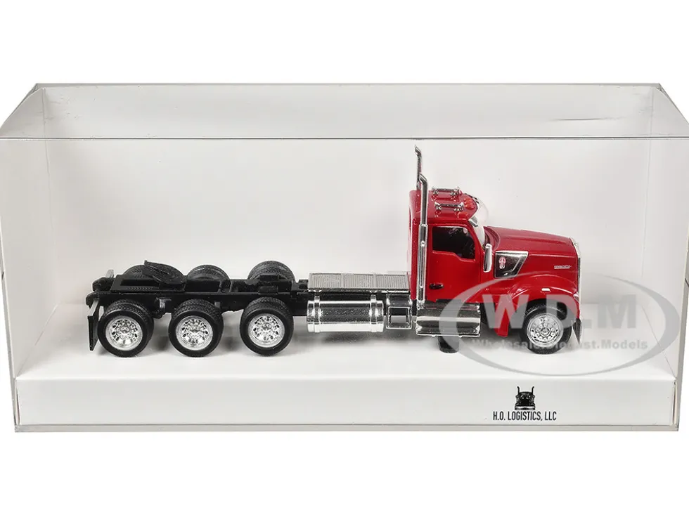 Kenworth W990 3-Axel Day Cab Red 1/87 (HO) Plastic Model Car by HO Logistics