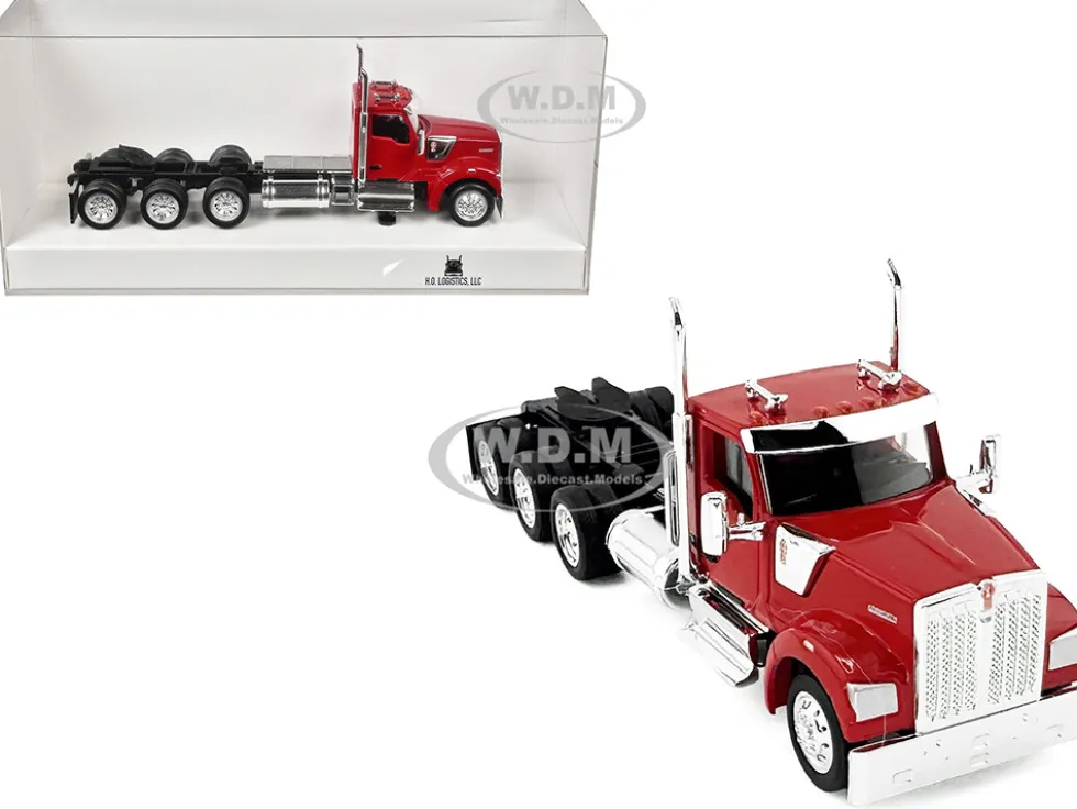 Kenworth W990 3-Axel Day Cab Red 1/87 (HO) Plastic Model Car by HO Logistics