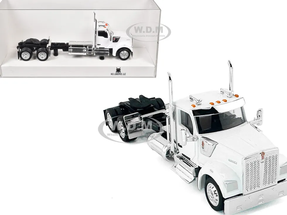 Kenworth W990 2-Axel Day Cab White 1/87 (HO) Plastic Model Car by HO Logistics