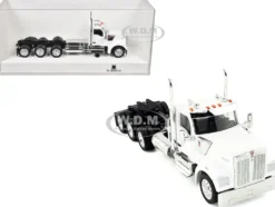 Kenworth W990 3-Axel Day Cab White 1/87 (HO) Plastic Model Car by HO Logistics