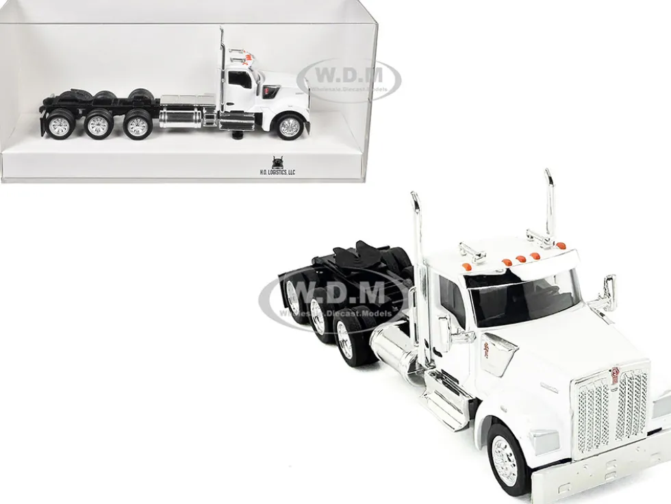 Kenworth W990 3-Axel Day Cab White 1/87 (HO) Plastic Model Car by HO Logistics