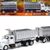 Kenworth W900 Dump Truck with Twin Dump Body White and Chrome Long Haul Trucker Series 1/43 Diecast Model New Ray 15223B