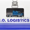 Kenworth W900L Truck Tractor with Sleeper Cab Blue Metallic and Pneumatic Tank Trailer Combo Set 1/87 (HO) Plastic Model Car by HO Logistics