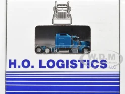 Kenworth W900L Truck Tractor with Sleeper Cab Blue Metallic and Pneumatic Tank Trailer Combo Set 1/87 (HO) Plastic Model Car by HO Logistics