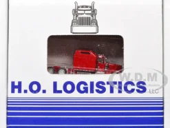 Kenworth W900L Truck Tractor with Sleeper Cab Red and Covered Grain Trailer White with Red Tarp Combo Set 1/87 (HO) Plastic Model Car by HO Logistics