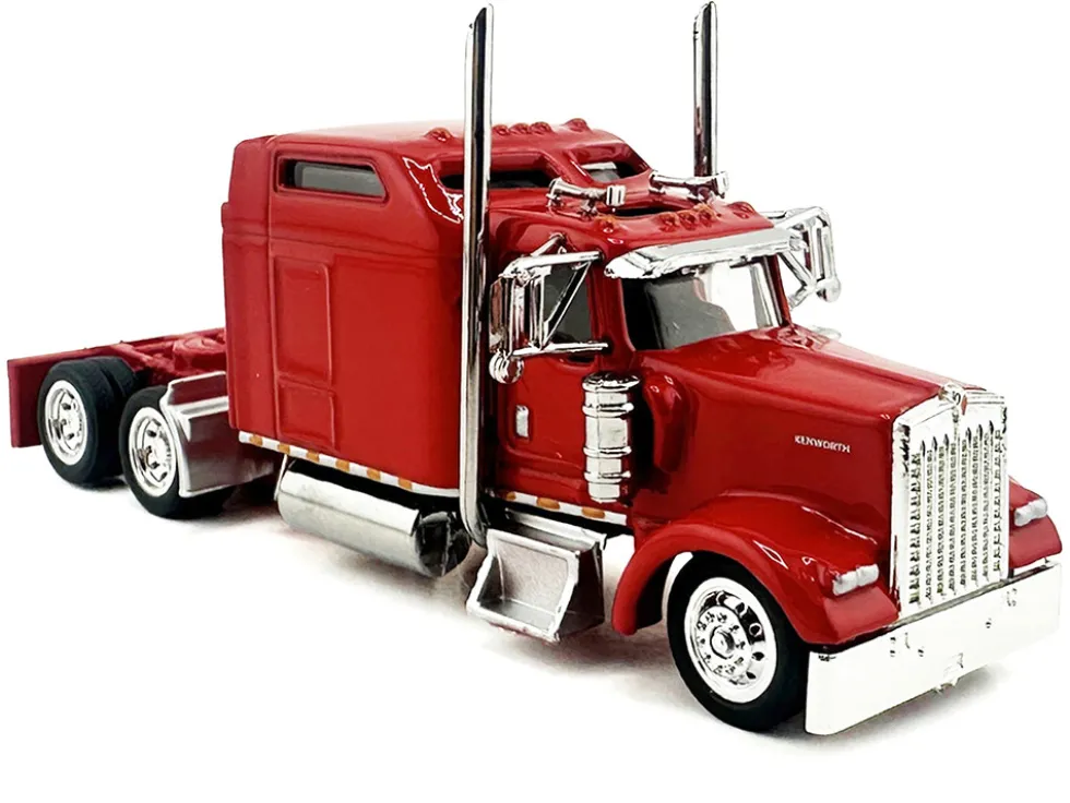 Kenworth W900L Truck Tractor with Sleeper Cab Red and Covered Grain Trailer White with Red Tarp Combo Set 1/87 (HO) Plastic Model Car by HO Logistics