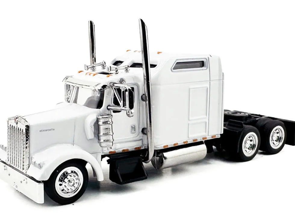 Kenworth W900L Truck Tractor with Sleeper Cab White 1/87 (HO) Plastic Model Car by HO Logistics