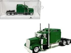 Kenworth W900L Truck Tractor with Sleeper Cab Green 1/87 (HO) Plastic Model Car by HO Logistics