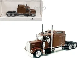Kenworth W900L Truck Tractor with Sleeper Cab Brown Metallic 1/87 (HO) Plastic Model Car by HO Logistics