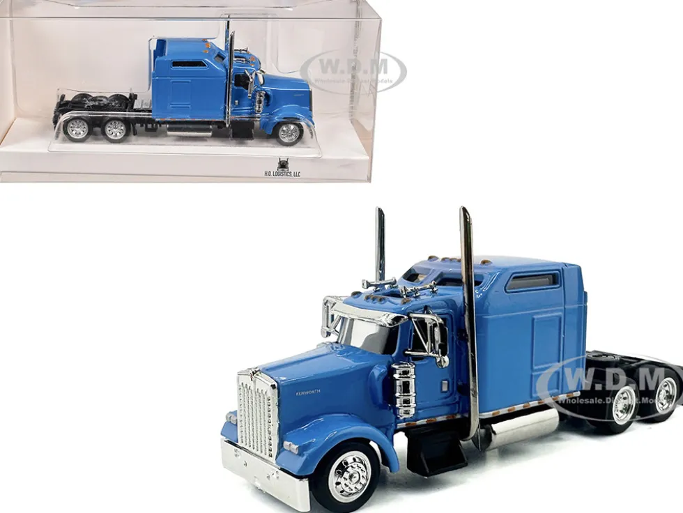 Kenworth W900L Truck Tractor with Sleeper Cab Baby Blue 1/87 (HO) Plastic Model Car by HO Logistics
