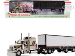 Kenworth W900L with 60" Aerodyne Sleeper and 40' Vintage Trailer "Red's Favorites - Jason Sanders" Beige with Stripes 1/64 Diecast Model by DCP/First Gear