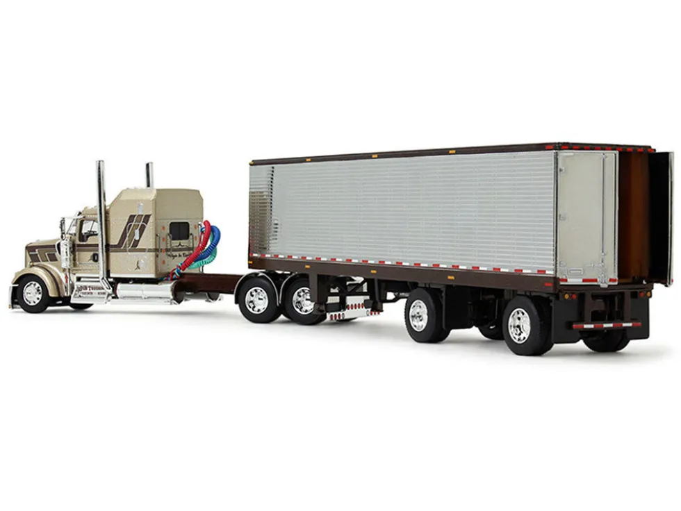 Kenworth W900L with 60" Aerodyne Sleeper and 40' Vintage Trailer "Red's Favorites - Jason Sanders" Beige with Stripes 1/64 Diecast Model by DCP/First Gear