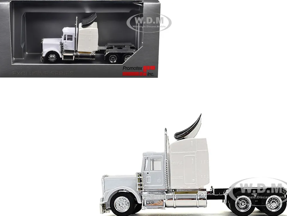 Kenworth W900 Sleeper Cab White 1/87 (HO) Plastic Model Car by Promotex