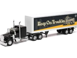 Kenworth W900 Truck Black with Dry Van Trailer "Tribute To Truckers Keep on Truckin'" "Long Haul Truckers" Series 1/32 Diecast Model by New Ray