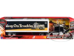 Kenworth W900 Truck Black with Dry Van Trailer