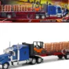Kenworth W900 Truck with Flatbed Trailer Blue with Forklift and Pallets Long Haul Truckers Series 1/32 Diecast Model New Ray SS-10263A