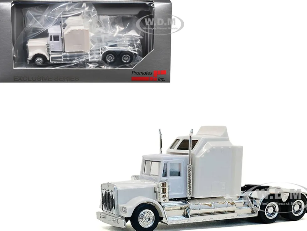 Kenworth W900 with Extra Large Sleeper White 1/87 (HO) Plastic Model Car by Promotex