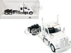Kenworth W990 with Flat Top Sleeper Cab White 1/87 (HO) Plastic Model Car by HO Logistics