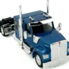 Kenworth W990 with Flat Top Sleeper Cab Blue Metallic 1/87 (HO) Plastic Model Car by HO Logistics
