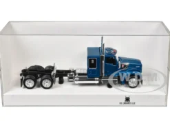 Kenworth W990 with Flat Top Sleeper Cab Blue Metallic 1/87 (HO) Plastic Model Car by HO Logistics