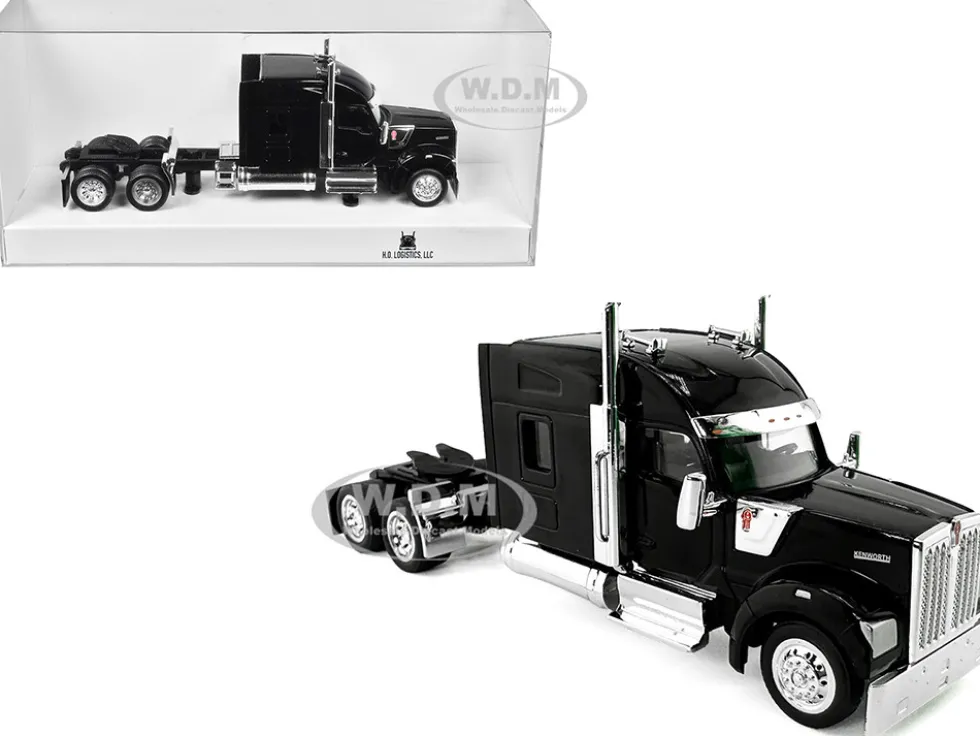 Kenworth W990 with Stand Up Sleeper Cab Black 1/87 (HO) Plastic Model Car by HO Logistics