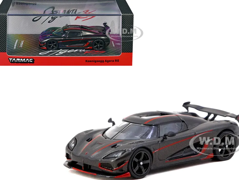 Koenigsegg Agera RS Black Carbon with Red Accents "Global64" Series 1/64 Diecast Model by Tarmac Works