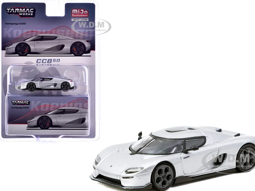 Koenigsegg CC850 Silver Metallic "Global64" Series 1/64 Diecast Model by Tarmac Works