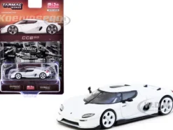 Koenigsegg CC850 White with Tarmac Cards "Global64" Series 1/64 Diecast Model by Tarmac Works