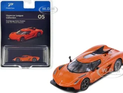 Koenigsegg Jesko Absolut Sweet Mandarin Orange Metallic Hypercar League Collection 1/64 Diecast Model Car PosterCars H05B