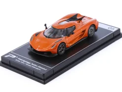 Koenigsegg Jesko Absolut Sweet Mandarin Orange Metallic Hypercar League Collection 1/64 Diecast Model Car PosterCars H05B