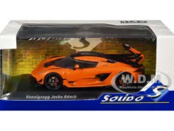 Koenigsegg Jesko Attack Tang Orange Metallic with Black Stripes 1/43 Diecast Model Car by Solido