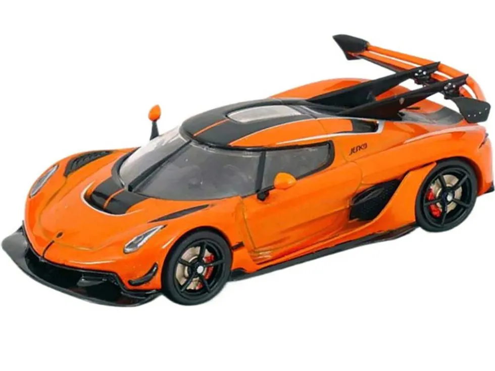 Koenigsegg Jesko Attack Tang Orange Metallic with Black Stripes 1/43 Diecast Model Car by Solido
