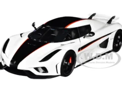 Koenigsegg Regera White Black Carbon Red Stripes 1/18 Model Car Autoart 79027